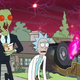 Rick Sanchez and a large insect man.